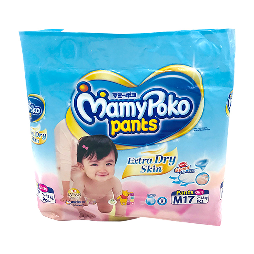 Mamy Poko Diaper Pants Extra Dry Skin 17's SizeM (Girls)